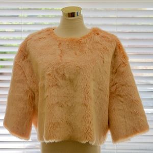 Zara Fashion Faux Fur Pink Boxy Crop Top Size S